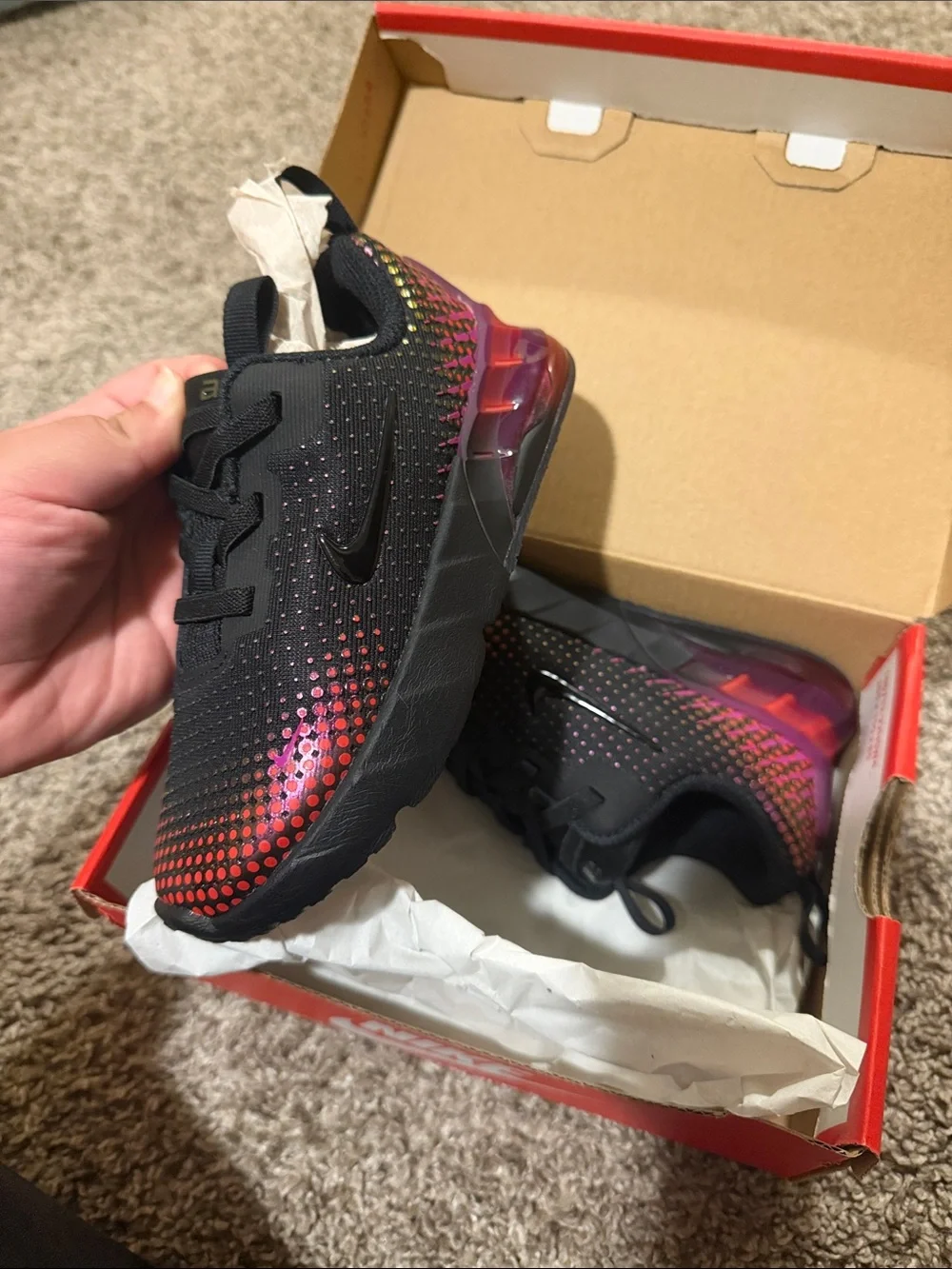 Nike Kids Black Sneakers with Pink Gradient Accents